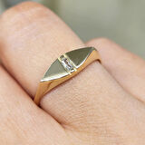 Gümüş Yüzük - Gümüş Mekik Tasarım Signity Swaroski Modern Tarz Minimal Gündelik 925 Ayar Gümüş Yüzük