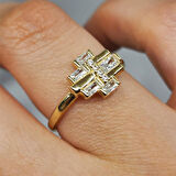 Gümüş Yüzük - Signity Swaroski (Zirkon) Taşlı Baget Tarz Tasarım 925 Ayar Gümüş Yüzük