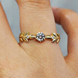 Gümüş Yüzük - Başak Tasarım Signity Swaroski (Zirkon) Taşlı Tek Taş Fantezi 925 Ayar Gümüş Yüzük