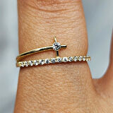 Gümüş Yüzük - Fantezi Minimal Signity Swaroski (Zirkon) Taşlı 925 Ayar Gümüş Yüzük