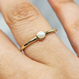 Gümüş Yüzük - İnci Minimal Tasarım Tek Taş 925 Ayar Gümüş Yüzük