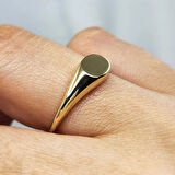 Minimal Tasarım Oval Şövalye 925 Ayar Gümüş Yüzük