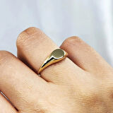 Minimal Tasarım Oval Şövalye 925 Ayar Gümüş Yüzük