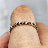 Gümüş Yüzük - Minimal Sıralı Piramit Tasarım 925 Ayar Gümüş Yüzük