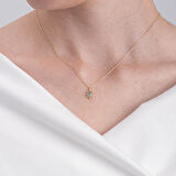 Vintage Tasarım Green Topaz (Su Yeşili) Taşlı 14 Ayar Altın Kolye
