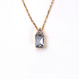 Baget Tasarım London Blue Topaz Taşlı Şık Tarz 14 Ayar Altın Kolye