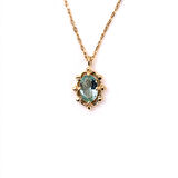 Vintage Tasarım Green Topaz (Su Yeşili) Taşlı 925 Ayar Gümüş Kolye