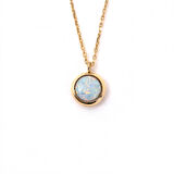 Oval Opal Taşlı Çerçeveli Sade Minimal Tasarım 925 Ayar Gümüş Kadın Kolye