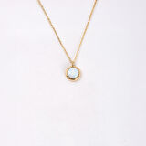 Oval Opal Taşlı Çerçeveli Sade Minimal Tasarım 925 Ayar Gümüş Kadın Kolye
