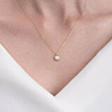Oval Opal Taşlı Çerçeveli Sade Minimal Tasarım 925 Ayar Gümüş Kadın Kolye