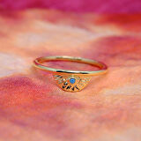 Mini Firuze Taşlı Yelpaze 14 Ayar Altın Kadın Yüzük-Hediye Altın Yüzük