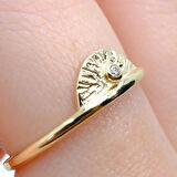 Mini Swarovski Taşlı Yelpaze 14 Ayar Altın Kadın Yüzük-Hediye Altın Yüzük