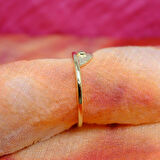 Mini Swarovski Taşlı Yelpaze 14 Ayar Altın Kadın Yüzük-Hediye Altın Yüzük