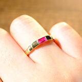 Yakut Baget Taşlı Vintage Eşsiz Modern Tasarım Boğumlu 14 Ayar Altın Kadın Yüzük-Günlük Hediyelik 