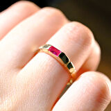 Yakut Baget Taşlı Vintage Eşsiz Modern Tasarım Boğumlu 14 Ayar Altın Kadın Yüzük-Günlük Hediyelik 