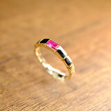 Yakut Baget Taşlı Vintage Eşsiz Modern Tasarım Boğumlu 14 Ayar Altın Kadın Yüzük-Günlük Hediyelik 