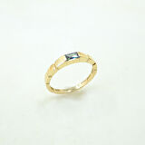 Mistik Topaz Baget Taşlı Vintage Eşsiz Modern Tasarım 14 Ayar Altın Kadın Yüzük-Günlük Hediyelik