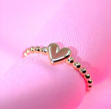  Puantiyeli Kalp Modern Tasarım 14 Ayar Altın Bombeli Eklem Kadın Yüzük Günlük-Hediyelik