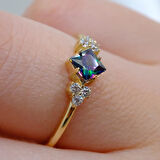 Mistik Topaz Taşlı Caroline Alyans Yüzük-0.40 Karat Topaz Evlilik Teklifi 925 Ayar Gümüş Yüzük