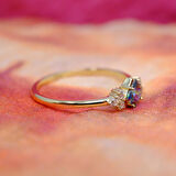 Mistik Topaz Taşlı Caroline Alyans Yüzük-0.40 Karat Topaz Evlilik Teklifi 925 Ayar Gümüş Yüzük