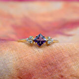 Ametist Taşlı Caroline Alyans Yüzük-0.40 Karat Topaz Evlilik Teklifi 925 Ayar Kadın Gümüş Yüzük