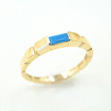 Turkuaz, Firuze Baget Taşlı Vintage Eşsiz Modern Tasarım 925 Ayar Gümüş Kadın Yüzük-Günlük Hediyelik