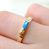 Turkuaz, Firuze Baget Taşlı Vintage Eşsiz Modern Tasarım 925 Ayar Gümüş Kadın Yüzük-Günlük Hediyelik