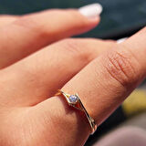 Tektaş Gümüş Yüzük - 925 Ayar Gümüş Sonsuzluk 0.50 Karat Zirkon Tek Taş Evlilik Teklifi Yüzüğü