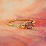 Zultanit Taşı Oval Kesim Yan Zirkon Taşlı Modern 925 Ayar Gümüş Kadın Tektaş Yüzük Günlük-Hediyelik