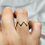 Gümüş Yüzük - Zikzak Desenli Modern Tasarım 925 Ayar Gümüş Yüzük