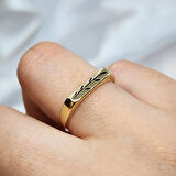 Gümüş Yüzük - Yaprak İşlemeli Modern Tasarım 925 Ayar Gümüş Yüzük