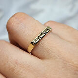 Gümüş Yüzük - Yaprak İşlemeli Modern Tasarım 925 Ayar Gümüş Yüzük