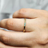 Gümüş Yüzük - Firuze(Turkuaz) Taşlı 925 Ayar Gümüş Alyans Yüzük