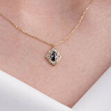 Vintage Mistik Topaz Taşlı Minimal Tarz Tasarım 925 Ayar Doğal Taşlı Gümüş Kolye