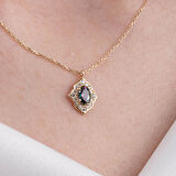 Vintage Mistik Topaz Taşlı Minimal Tarz Tasarım 925 Ayar Doğal Taşlı Gümüş Kolye