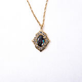 Vintage Mistik Topaz Taşlı Minimal Tarz Tasarım 925 Ayar Doğal Taşlı Gümüş Kolye