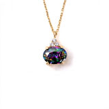1.15 Karat Mistik Topaz Taşlı Zirkon Taşlarla Süslenmiş Sade Modern Tasarım 925  Ayar Gümüş Kolye
