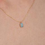 Altın Kolye - Firuze (Turkuaz) Taşlı Tasarım 14 Ayar Altın Kolye