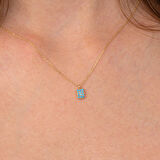 Altın Kolye - Firuze (Turkuaz) Taşlı Tasarım 14 Ayar Altın Kolye