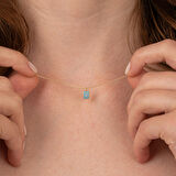 Altın Kolye - Firuze (Turkuaz) Taşlı Tasarım 14 Ayar Altın Kolye