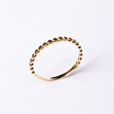 Yarım Tur Altın Yüzük - 14 Ayar Hediyelik Altın Tam Tur 0.30 Karat Safir Taşlı Yüzük