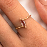 Gümüş Yüzük - 0.60 Karat Mekik Zultanit Taşlı Es 925 Ayar Gümüş Evlilik Teklifi Yüzüğü