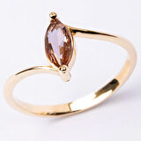 Gümüş Yüzük - 0.60 Karat Mekik Zultanit Taşlı Es 925 Ayar Gümüş Evlilik Teklifi Yüzüğü