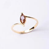 Gümüş Yüzük - 0.60 Karat Mekik Zultanit Taşlı Es 925 Ayar Gümüş Evlilik Teklifi Yüzüğü