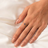 Gümüş Yüzük - Safir Mekik Taşlı Minimal Tasarım 925 Ayar Gümüş Evlilik Teklifi Yüzüğü