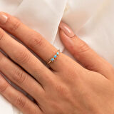 Gümüş Yüzük - Firuze (Turkuaz) Tria Taşlı Modern Tasarım 925 Ayar Gümüş Yüzük