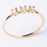 Gümüş Yüzük - Swarovski Tria Taşlı Modern Tasarım 925 Ayar Gümüş Yüzük