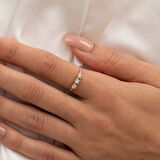 Gümüş Yüzük - Swarovski Tria Taşlı Modern Tasarım 925 Ayar Gümüş Yüzük