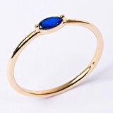 Gümüş Yüzük - Markiz Safir Taşlı Minimal Tasarım Tektaş Kadın 925 Ayar Gümüş Yüzük