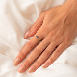 Gümüş Yüzük - Markiz Safir Taşlı Minimal Tasarım Tektaş Kadın 925 Ayar Gümüş Yüzük